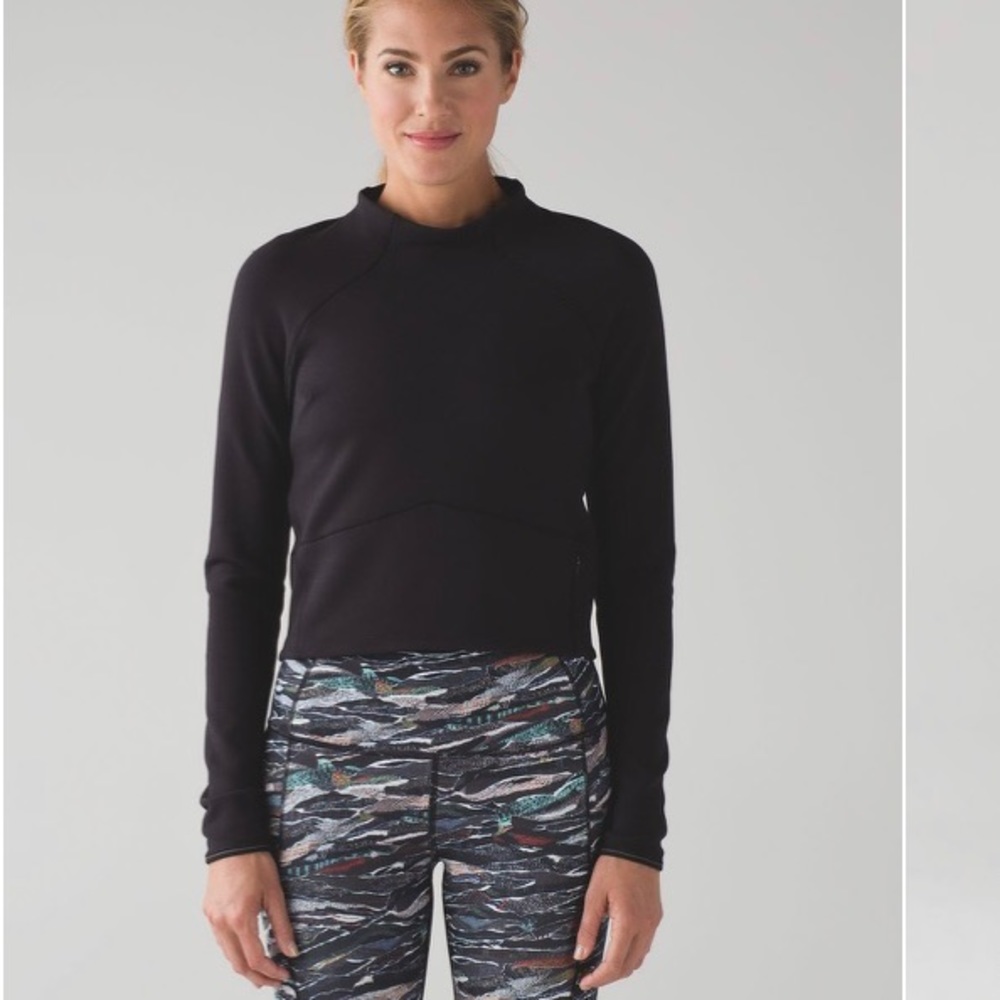Lululemon Black Hill and Valley Mock Neck Croptop
